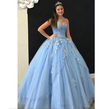 ANGELSBRIDEP-vestido de quinceañera para fiesta, traje azul con escote Corazón, apliques de moda, con cuentas, Princesa, cumpleaños, 15 2024 - compra barato