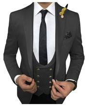 Trajes coloridos de 3 piezas para hombre, trajes de negocios ajustados para novio, esmoquin para traje Formal de Boda (chaqueta + Pantalones + chaleco), novedad 2024 - compra barato