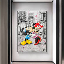Póster de Disney para habitación de niños, pintura artística con Graffiti de Century Kiss, arte Pop callejero, impresión en lienzo en arte de pared, imágenes de Mickey, Minnie Mouse 2024 - compra barato