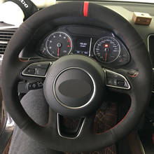 Black Suede DIY Hand-stitched Car Steering Wheel Cover for Audi Q3 Q5 2013 2014 2015 2024 - buy cheap