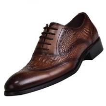 Mazefeng sapato masculino clássico estilo oxford, calçado de couro envernizado, ponta de asas esculpida em estilo italiano, plus size 38-48 para outono e inverno 2024 - compre barato