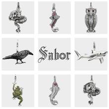 Berloque pingente dragon koi fish raven, peixes, sapo, tubarão, joias, cor prata, punk, presente para mulheres, homens, colar ajuste 2024 - compre barato