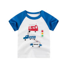 New Children Cartoon Traffic Print T-shirt Short Sleeve Round Neck Pullover Fashion Boys Top 2024 - buy cheap