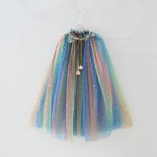 Rainbow Rench Cloak Coat Children Unicorn Elsa Anna Cinderella Rapunzel Costumes Girls Accessory Kids Mantle Cape Jacket 3-10 2024 - buy cheap