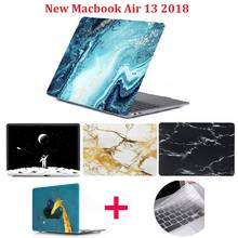 Nova coruja de mármore impresso computador portátil coque para macbook ar 13 2018 caso do portátil a1932 duro pvc para mac livro ar 13 caso teclado capa 2024 - compre barato