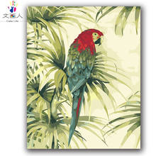 Pintura por números de loro con cabeza roja Guacamayo, imagen para colorear por números con kits para adultos, regalo de boda, decoración del hoom 2024 - compra barato