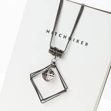 Colar geométrico quadrado coreano com pingente de cristal frisado colar para mulheres suéter corrente joias de presente de moda 2024 - compre barato
