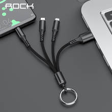 ROCK 3 in 1 USB Cable For iPhone Samsung Android Mobile Phone Micro USB Type C Multi Keychain Portable Data Sync Line Cord 2024 - buy cheap