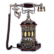 Античный телефон из цельного дерева, винтажный стационарный телефон с проводом, телефонная кнопка, номер звонящего, для украшения дома и офиса 2024 - купить недорого