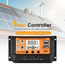 Controlador de carga solar 10a 20a 30a 40a 50a 60a, carregador de bateria doméstica lcd duplo usb 12v 24v regulador de saída mppt/pwm 5v 2024 - compre barato