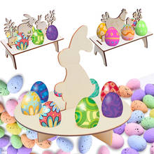 Easter Ornament Wooden Easter Eggs Shelves Stand Chick Rabbit Pattern DIY Eggs Tray Rack Easter Party Home Decor Foam Easter Egg 2024 - buy cheap