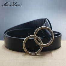 Maikun Belts for Women Fashion Pattern Double Ring Buckle Female Belt Leather Waistband for Jeans Dresses Pants 2024 - buy cheap