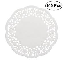 100pcs Disposable Cake Paper Oil-Absorbing White Lace Paper Doilies Cake Box Liner Packaging Paper Pad 4.5" (Random Grain Style) 2024 - buy cheap