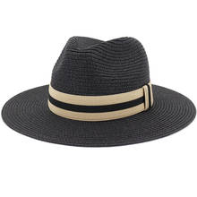 HT3584 Straw Hat Men Women Spring Summer Sun Hat Male Female Beach Cap New Panama Hat UV Protection Wide Brim Beach Hat Fedoras 2024 - buy cheap