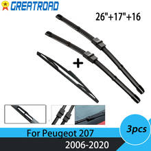 Wiper Front Rear Wiper Blades Set For Peugeot 207 Hatchback 2006 Windshield Windscreen Front Rear Window 26"+17"+16" 2024 - buy cheap