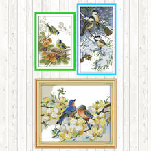 Birds and Flowers Cross Stitch Package 14ct 11ct Count Print Canvas DIY Crafts Needlework Embroidery Patterns Embroidery Kits 2024 - buy cheap