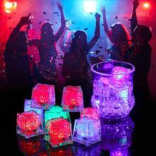 Cubos de gelo de led brilhantes, decoração de vidro para casamento, festas, bola de gelo com luzes de led, 12 peças 2024 - compre barato