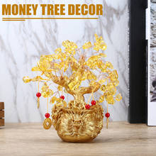 Желтое Золотое Хрустальное дерево на удачу, 18 см, фэн-шуй для богатства, украшение для дома и офиса 2024 - купить недорого