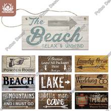 Placa de madeira para decoração pusua, placa decorativa direta, rústica, para bar, praia, homem, quarto de madeira, decoração de parede, assinatura de seta 2024 - compre barato