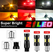 Luz de marcha atrás de freno trasero para coche, superbrillante 1156 BA15S 1157 BAY15D 7443 3030 21SMD, luz LED con doble lente 1500Lm ámbar, 4 Uds. 2024 - compra barato