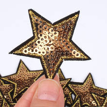 1pc Gold Siler Black Red Star Sequin Patches for Clothing Jeans Embroidery Stripe Appliques Iron on Clothes Star Sticker Badge 2024 - buy cheap