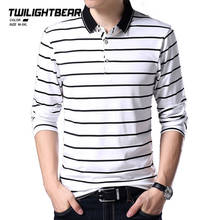 New Men's Polo Shirts Long Sleeve Striped Shirt Oversize Pure Cotton Streetwear Casual Shirts Men Clothing Chemise Homme AF8250 2024 - buy cheap