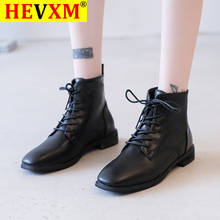 Hevxm-novas botas de tornozelo femininas, salto quadrado, couro, calçado de salto alto, botas femininas com zíper e pele, inverno 2024 - compre barato