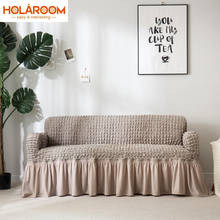 Elastic sofa cover 3D plaid slipcover universal couch covers with elegant skirt for living room couch sofa cover with armrest