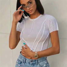 O Neck Knit White Crop Top Women Summer Casual T Shirt Basic Sexy Streetwear Ribber Black Short Sleeve Tops 2024 - buy cheap