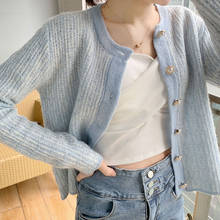 Knit Cardigan Sweater Female Spring Autumn Fashion Women's Sweater Coat Korean Button Type Cardigan Outerwear Streetwear Chic 2024 - buy cheap