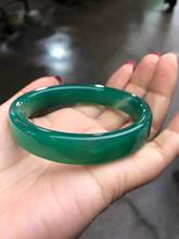 Brazalete de ágata verde Natural tallado a mano para mujer, joyería de jade, pulseras de jade 2024 - compra barato