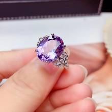 charming big size purple Amethyst /yellow citrine ring for women jewelry real 925 silver good color natural stone birthday gift 2024 - buy cheap
