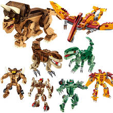 3IN1 Dinosaur Robot Transformation Model Building Blocks T-Rex Velociraptor Triceratops 979Pcs Bricks Toy For Children Gift 2024 - buy cheap