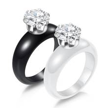 2021 оптовая продажа простое Взрывобезопасное керамическое кольцо с кристаллом от swarovski 2 цвета с цирконом изысканные ювелирные изделия подходит для свадьбы для женщин 2024 - купить недорого