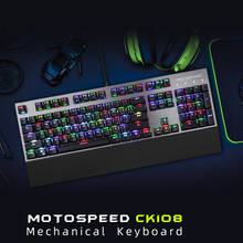 Оригинальная механическая Проводная клавиатура Motospeed CK108 для игр, 104 клавиш, RGB подсветка, синий переключатель, подсветка для геймера, настольного ПК, иврит 2024 - купить недорого
