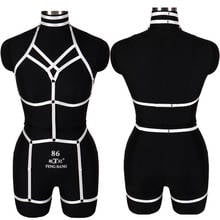 Sutiã branco para corpo, lingerie sexy, gola completa, bondage, ajustável elástico, roupa para dança no poste 2024 - compre barato