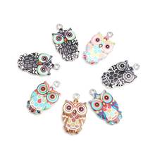 DoreenBeads Zinc Based Alloy Halloween Pendant Charms Owl Animal Silver Color Multicolor Enamel DIY Findings 23mm x 13mm, 10 PCs 2024 - buy cheap