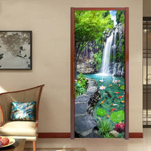 Papel de parede de paisagem estilo chinês cascata, mural 3d, decoração para casa, sala de estar, cozinha, adesivo autoadesivo pvc 2024 - compre barato