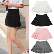 Fashion Women Summer Solid Color High Waist Pleated A-Line Mini Tennis Skirt High waist A-line skirt pleated design  Solid color 2024 - buy cheap