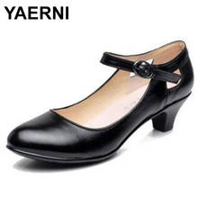 YAERNI women brand shoes round with thick with high heels 2020 new light comfortable spring shoes woman shoes high heel shoes 2024 - buy cheap