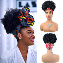 Peluca Afro rizada y esponjosa para Cosplay, turbante sintético corto unido, bufanda de alta temperatura, peluca falsa 2024 - compra barato