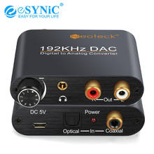 eSYNiC Digital to Analog Audio Converter Coaxial Toslink to RCA 3.5mm Jack Audio Adapter With Volume Control 24bit 192KHZ DAC 2024 - buy cheap