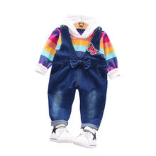 Spring Autumn Baby Clothes Children Boys Girls Fashion Striped Hooded Overalls 2Pcs/sets Toddler Casual Clothing Kids Tracksuits 2024 - buy cheap