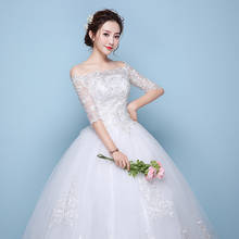LAMYA Luxury Lace Vestido Wedding Dresses Ball Gown Elegant Bridal Gowns 2020 De Noiva Princess Satin Pearls Real Photo 2024 - buy cheap