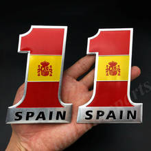 2 uds. De Metal N ° 1, bandera española, emblema de maletero trasero de coche, insignia, calcomanía adhesiva 2024 - compra barato