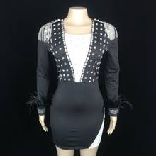 Tassels Dress Spring Women Sexy Mesh Rhinestones Long Sleeve Short Fashion Celebration Party Bar Nightclub Singer Costume 2024 - buy cheap