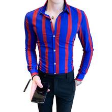 Striped Men's Shirt 2021 Spring and Autumn Fashion Business Casual Shirt Long-sleeved Slim Tuxedo Social Men's Clothing Shirt 2024 - buy cheap