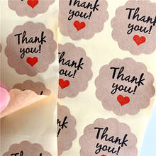 1000pcs/lot 'Thank you' Cowhide Red Heart Lace Kraft Paper Sealing Decorative Paper Scrapbooking Stickers Gift Wholesales 2024 - buy cheap