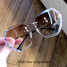 2020 Vintage Fashion Oversized Diamond Rimless Sunglasses Women Luxury Cutting Lens Sun Glasses For Female UV400 NX 2024 - buy cheap
