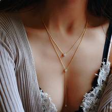 Sexy Modern Y Shape Long Necklace With sparking round cz Pendant Pave CZ Chain Necklace Women Boho Jewelry delicate party gifts 2024 - buy cheap